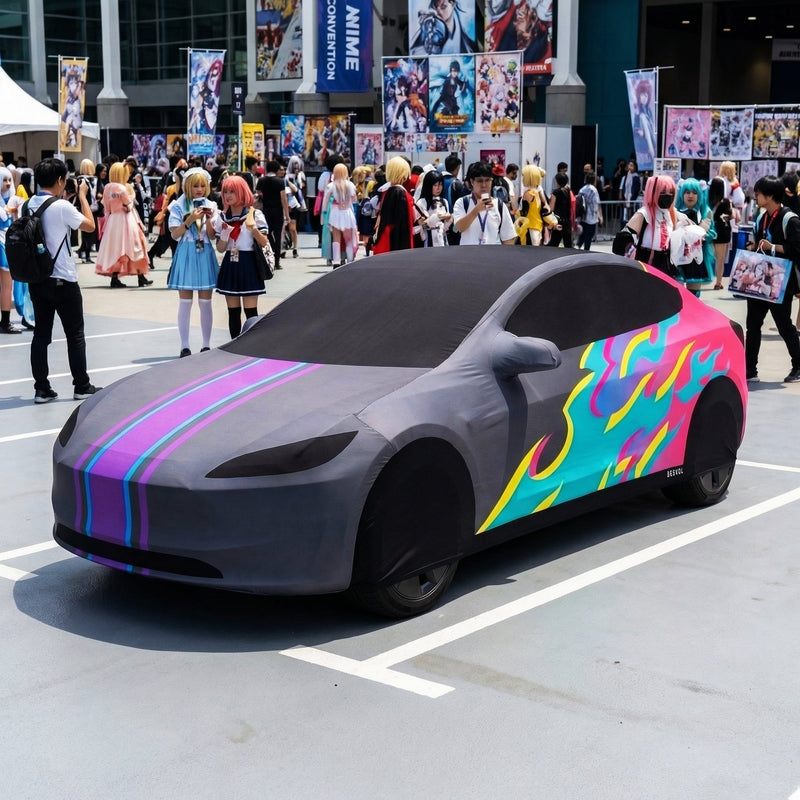 Neon Flare Custom Car Cover - Anime Convention Edition